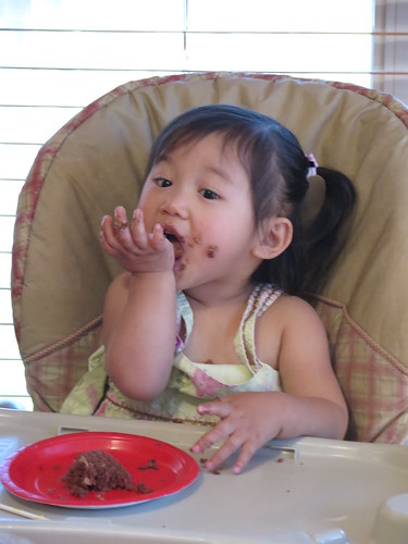 Not letting any of the chocolate go to waste.