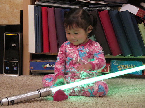 Dani with Lightsaber