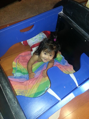 Dani crawling under the TARDIS