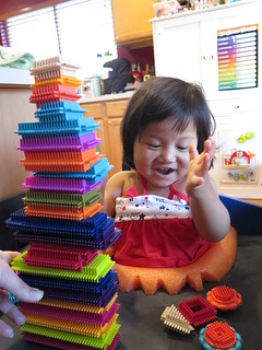 Dani playing with Brickle blocks