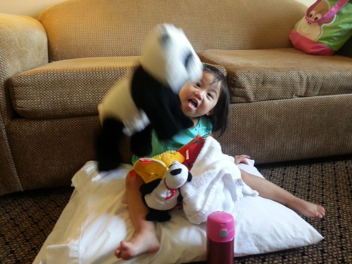 Dani having fun while we pack.